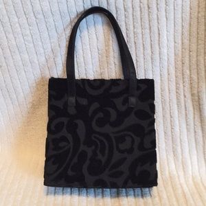 Black cut velvet & satin-handled square eveningbag
